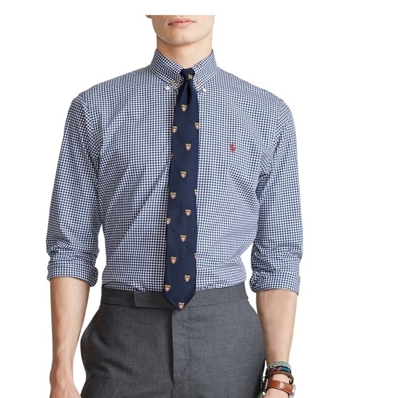 Polo Ralph Lauren Custom Fit Navy & White Gingham / Checkered Button Down - S - Picture 1 of 5